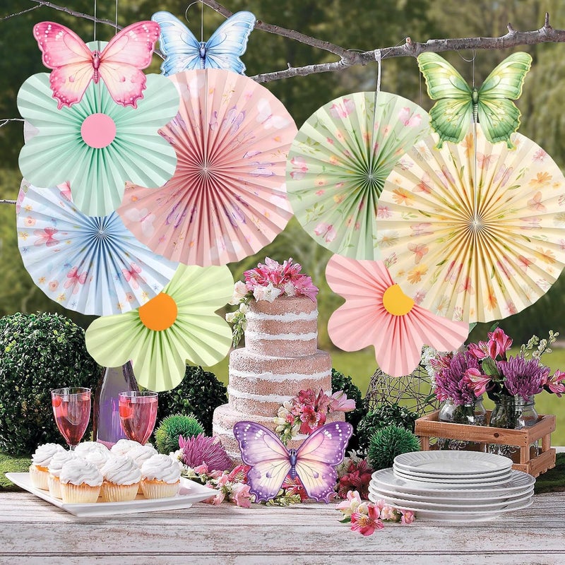 paper jazz Butterfly Flower Paper Fan,Pastel Party Decoration for Garden,Spring Paper Fans Floral Decorations for Wall Hanging Flower Decor Fairy Birthday Decorations Garland Backdrop for Tea Party Baby Shower. - Image 5